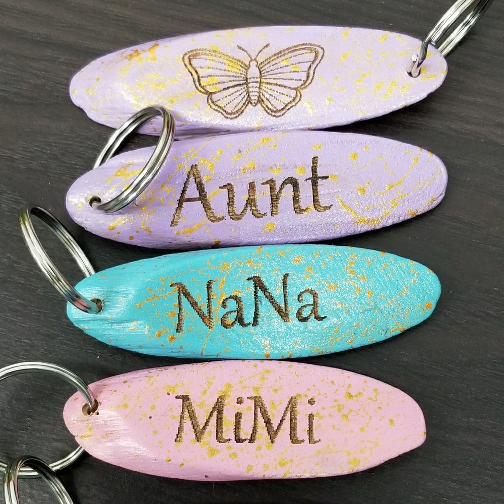 Personal Wood Engraved Key Chains